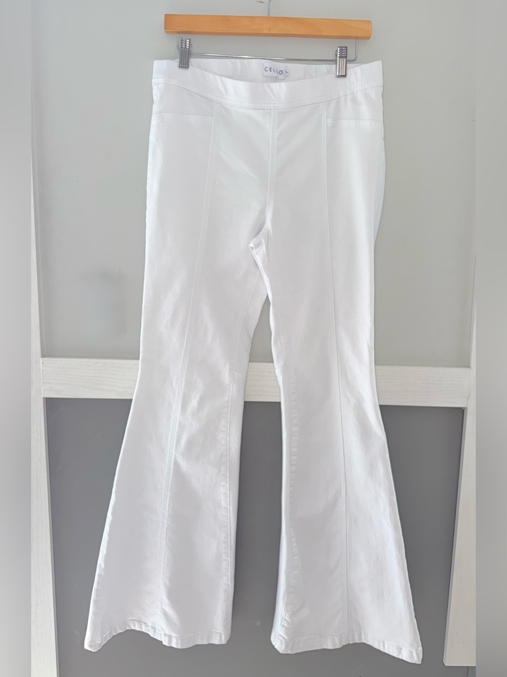 Cello White Flare Pants with Stretch Ponte Knit - Picture 1 of 5